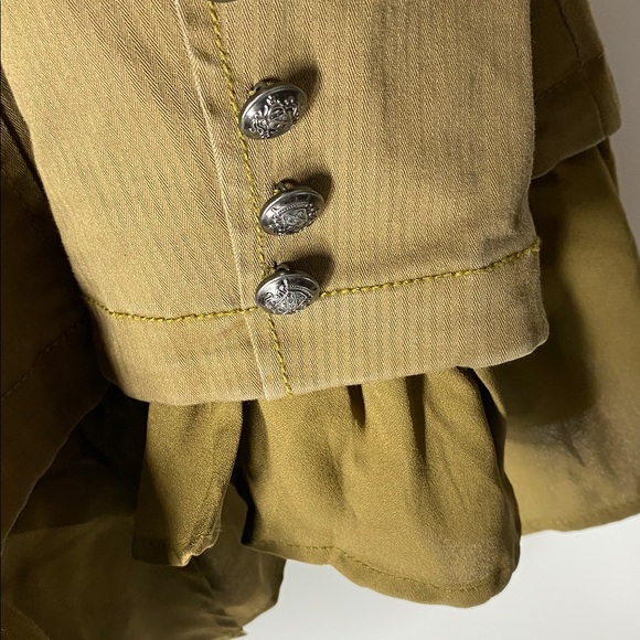 Free People Ruffle Romance Military Jacket Army Green Size M NWT - Picture 10 of 14